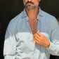 CAMICIA MILLERIGHE VERDE  STRETCH POPELINE DI COTONE