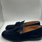 DOUBLE BUCKLE BLACK SUEDE LOAFERS