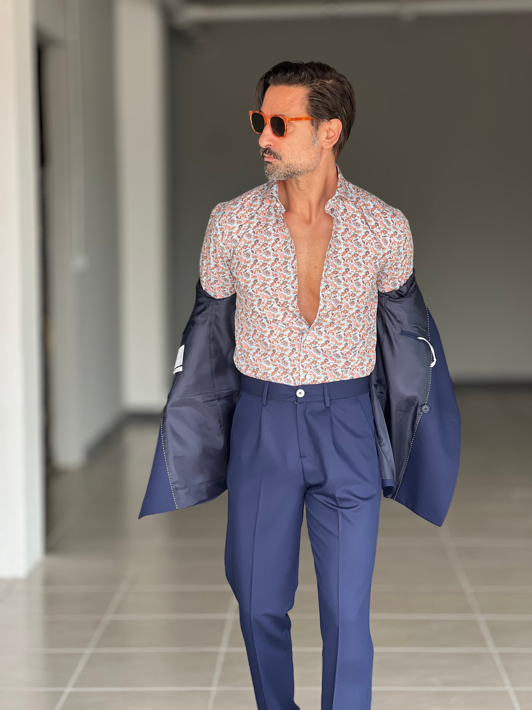 CAMICIA DEPOT EFFETTO FLOREALE. COTONE DOPPIO RITORTO