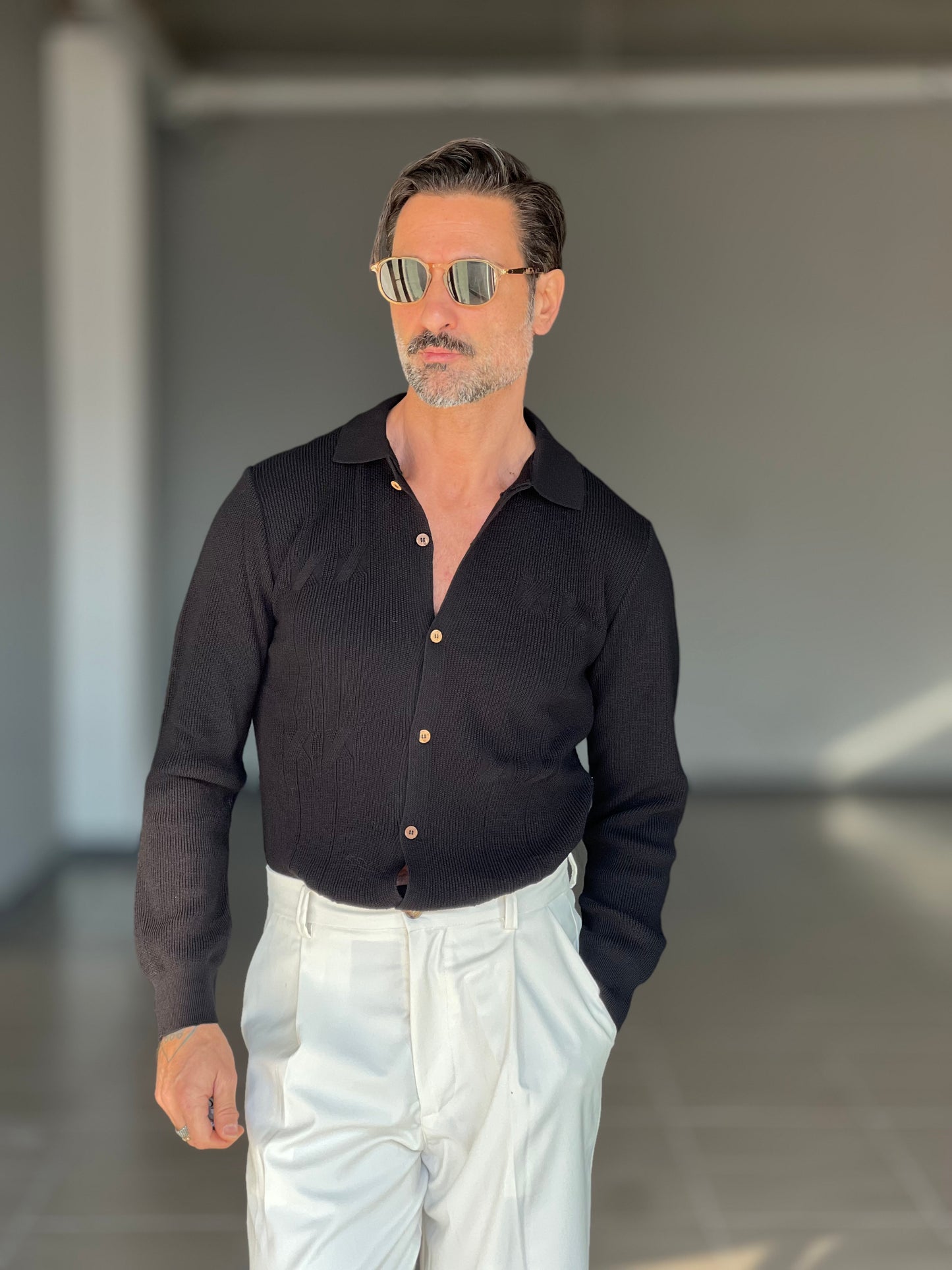 POLO CAMICIA NERA OPERATA