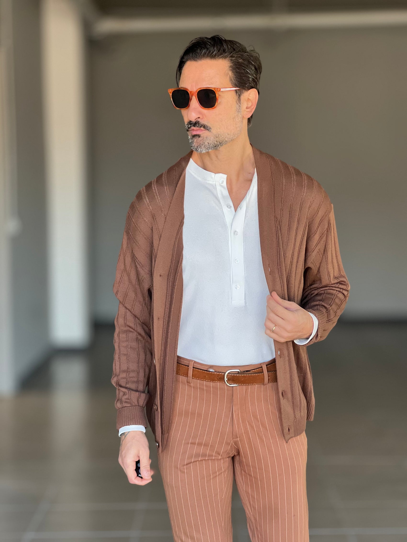 CARDIGAN  MORO TESSUTO OPERATO 002