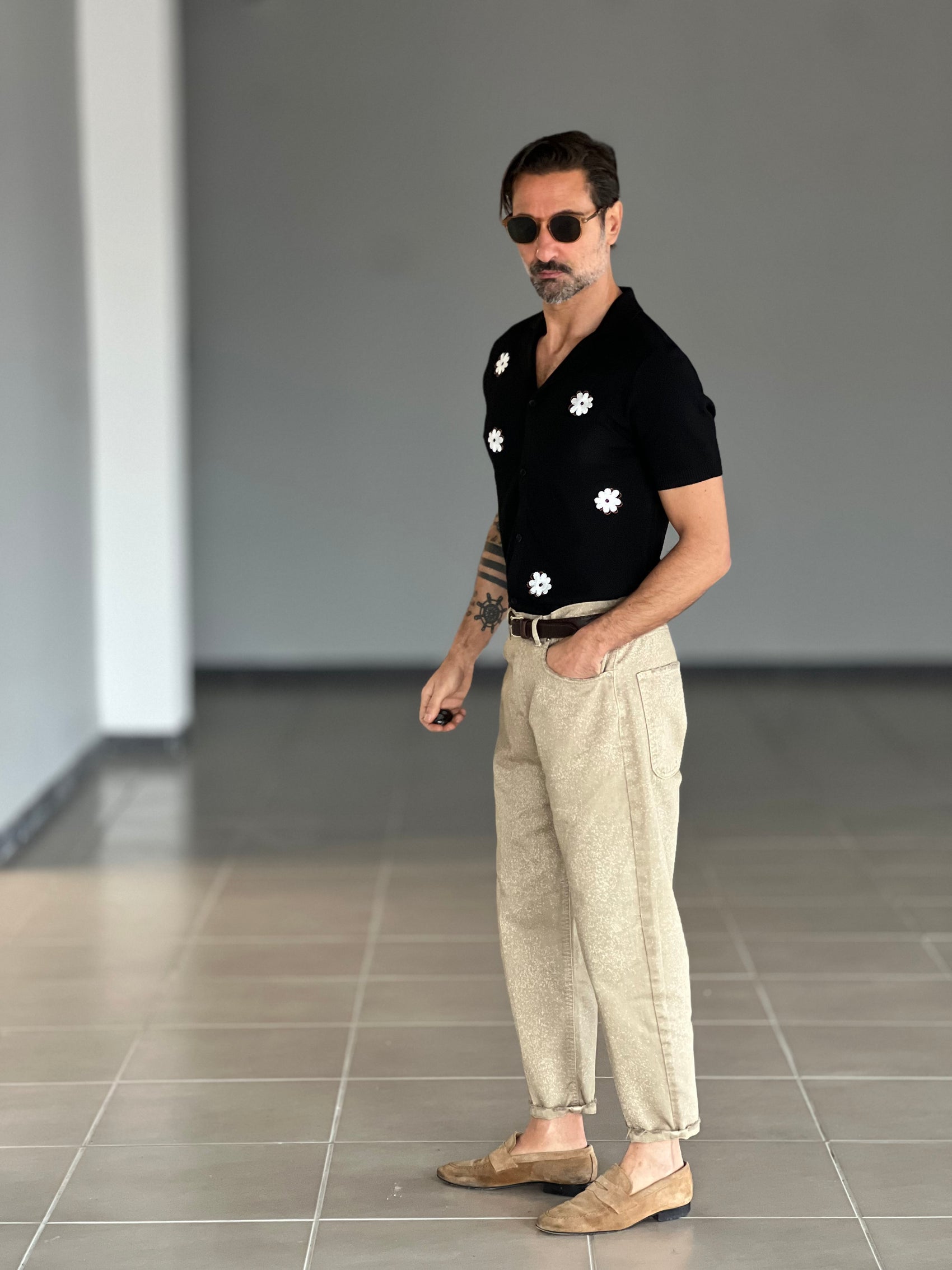 JEANS  BEIGE LAVAGGIO SPORCATO