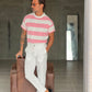 WHITE VISCOSE TROUSERS WITH REGULAR BOTTOM
