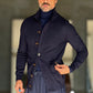 CARDIGAN BLU COLLEGE MULTITASCA VISCOSA E MISTI