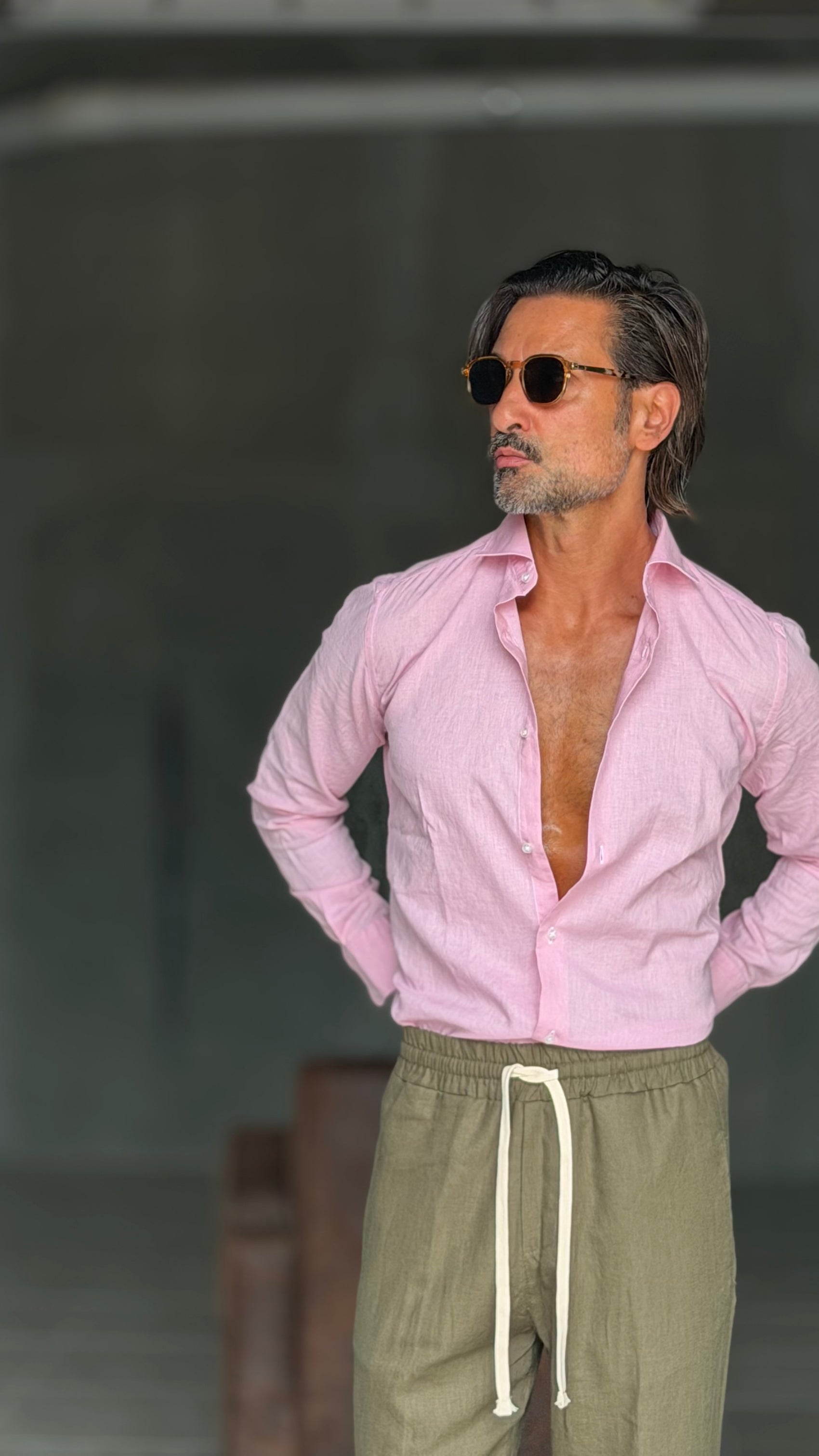 CAMICIA ROSA LINO COLLO ITALIANO