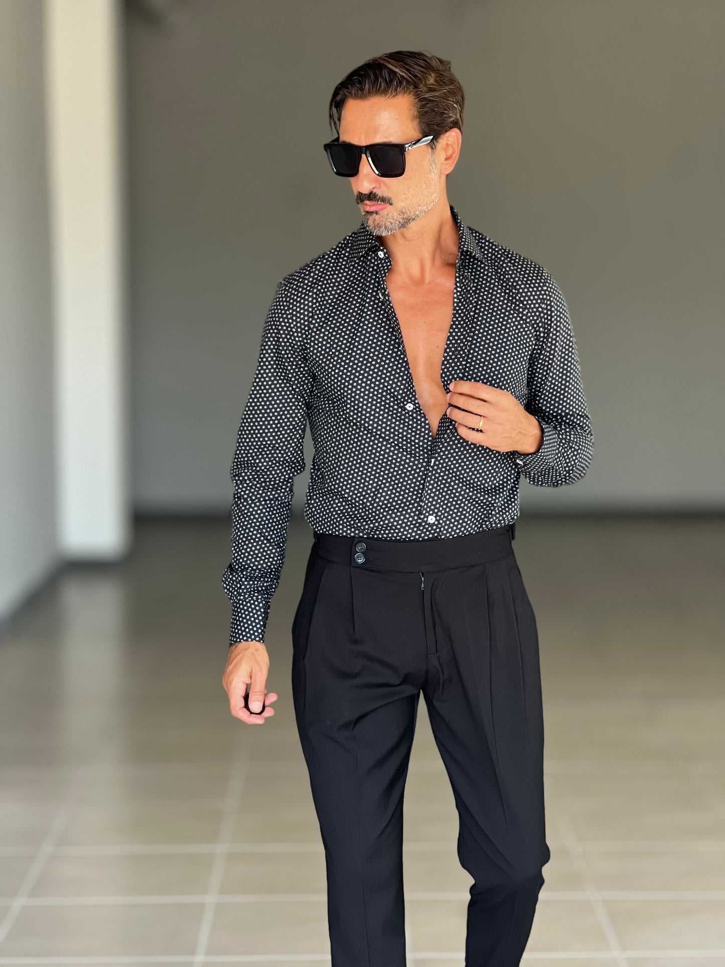 PANTALONE VITA ALTA NERO  FIBIA  VISCOSA E MISTI