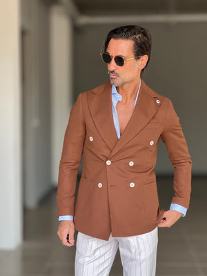 GIACCA MATTONE  DOPPIOPETTO  BOTTONE A CONTRASTO petro'. 0078