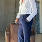 WHITE VISCOSE TROUSERS WITH REGULAR BOTTOM