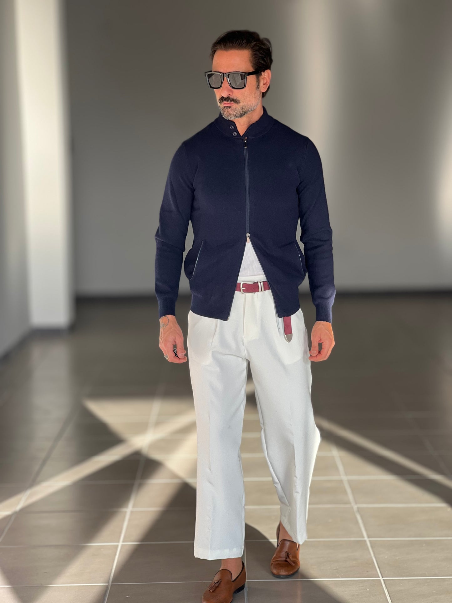 BEIGE COTTON OPEN CARDIGAN