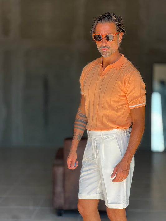 POLO ARANCIO  OPERATA COLLO AMERICANO DISEGNO TRECCIA