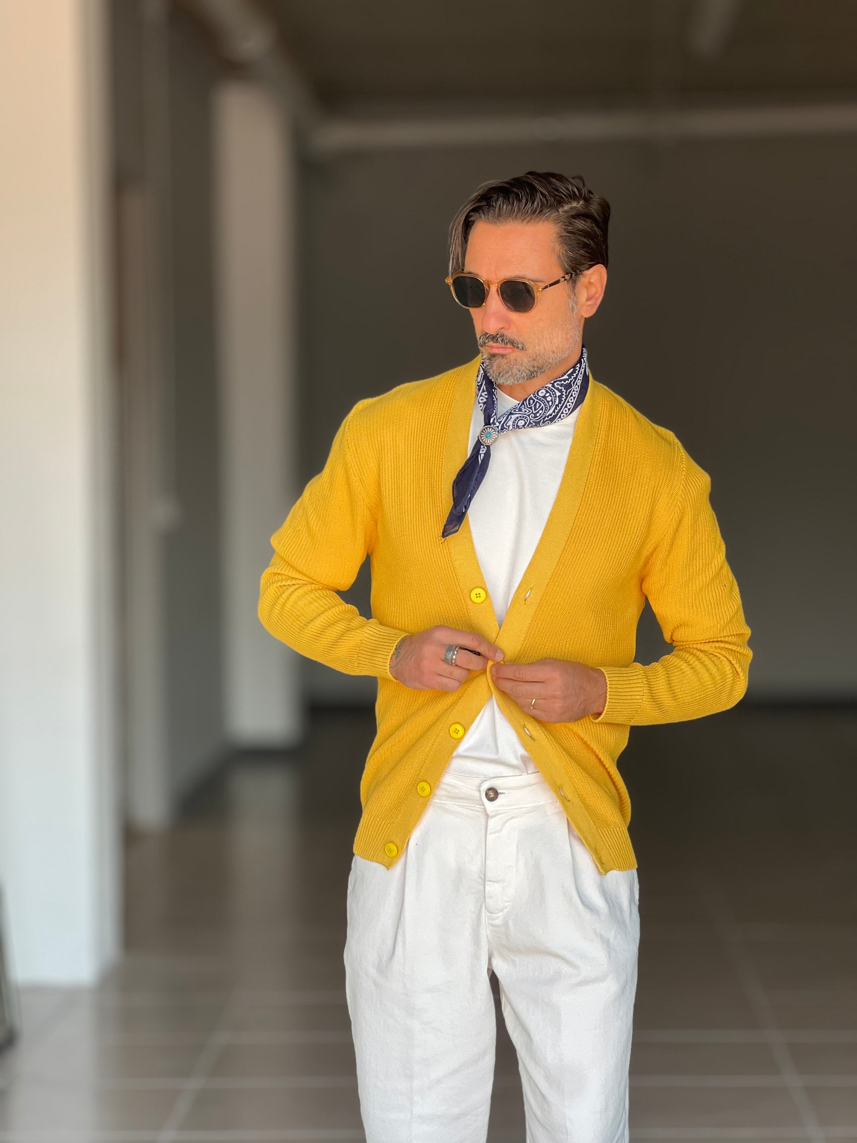 CARDIGAN GIALLO DERBY COTONE OVER FIT
