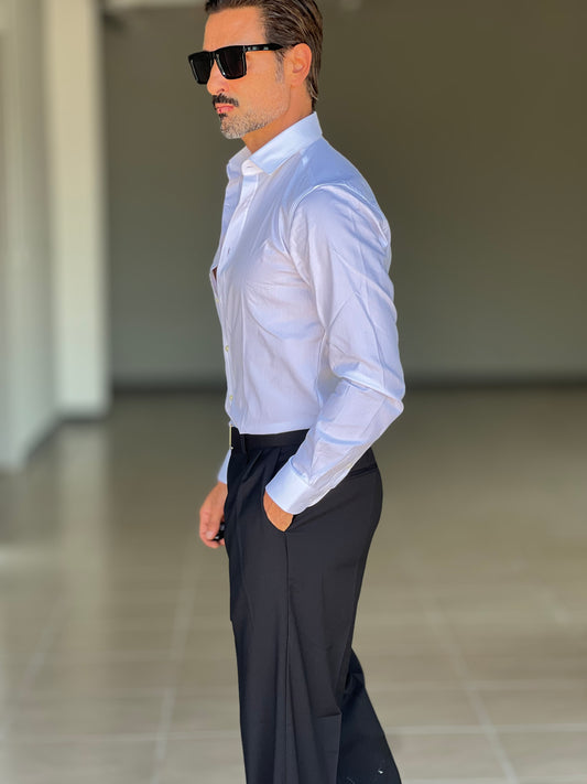 CAMICIA  DEPOT BIANCA RIGA SU RIGA DOPPIO RITORTO