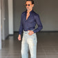 NEW.CAMICIA BLU    POPELINE DI COTONE STRECH