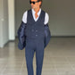 ABITO BLU  MONOPETTO  3 PEZZI  TRAMATO GILET PETRO'