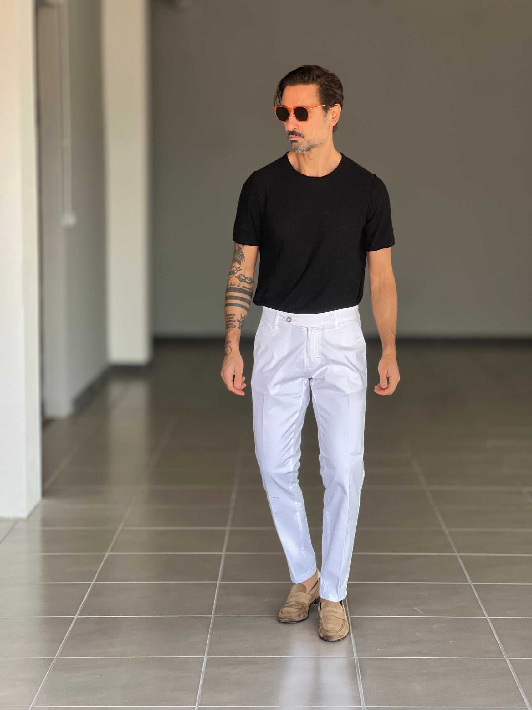 BLACK CHAIN ​​VISCOSE TROUSERS