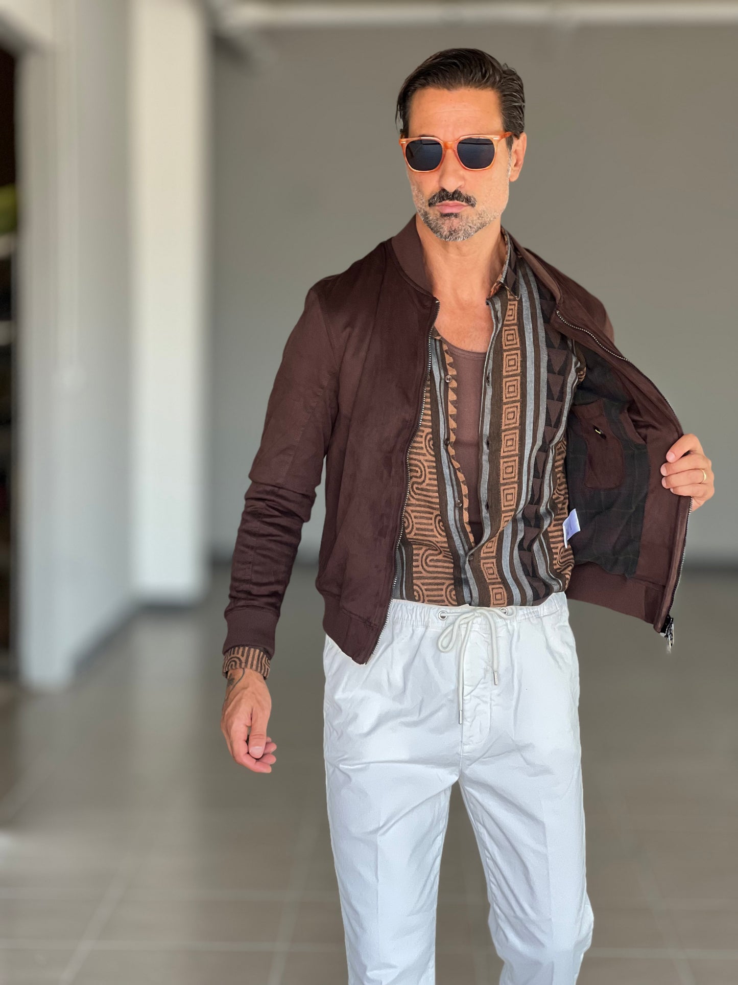 BOMBER ECOSUED MORO DOPPIA ZIP