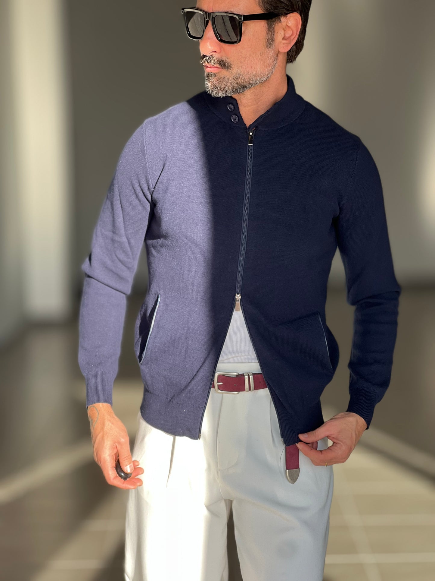 BEIGE COTTON OPEN CARDIGAN