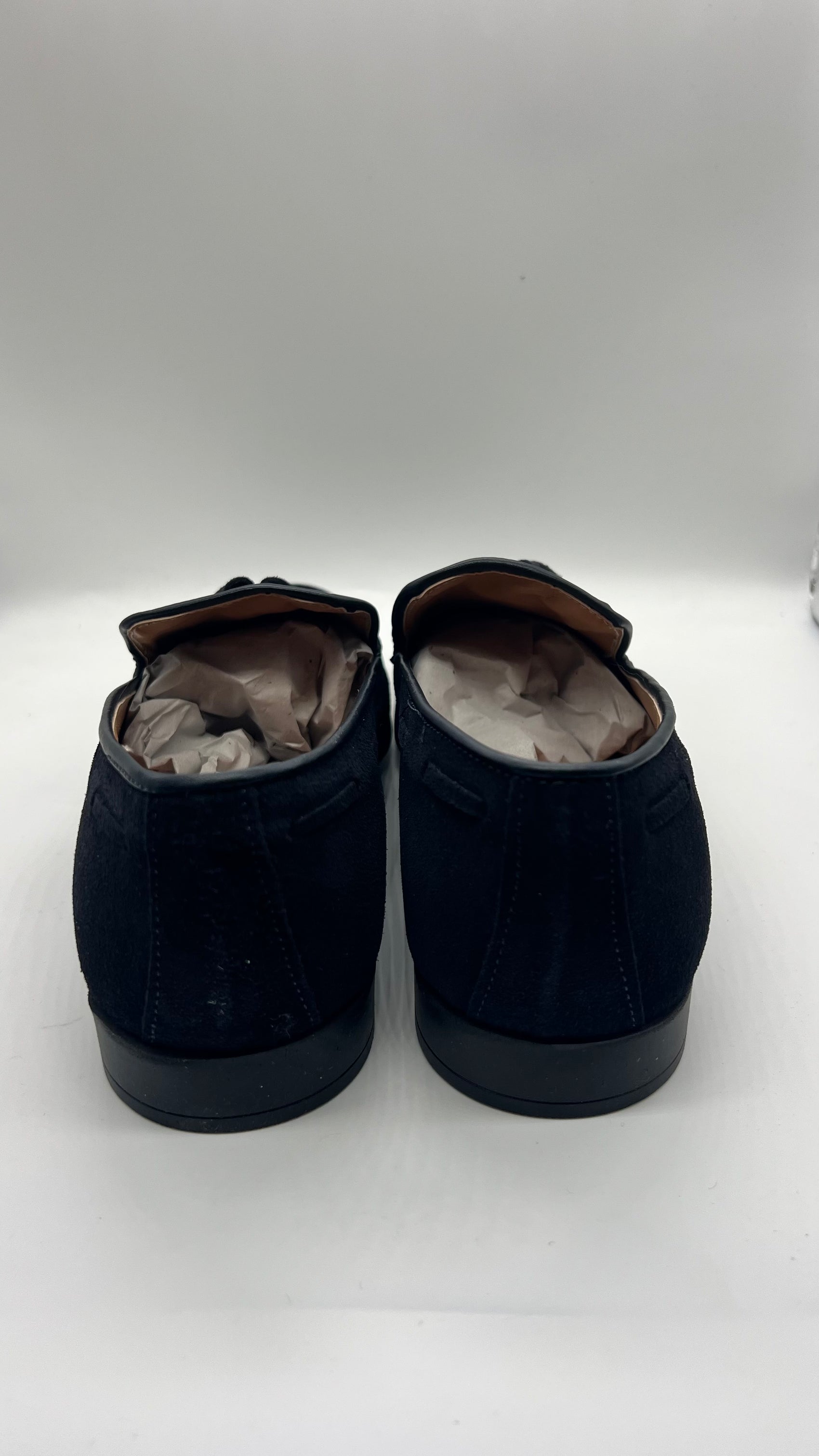 DOUBLE BUCKLE BLACK SUEDE LOAFERS