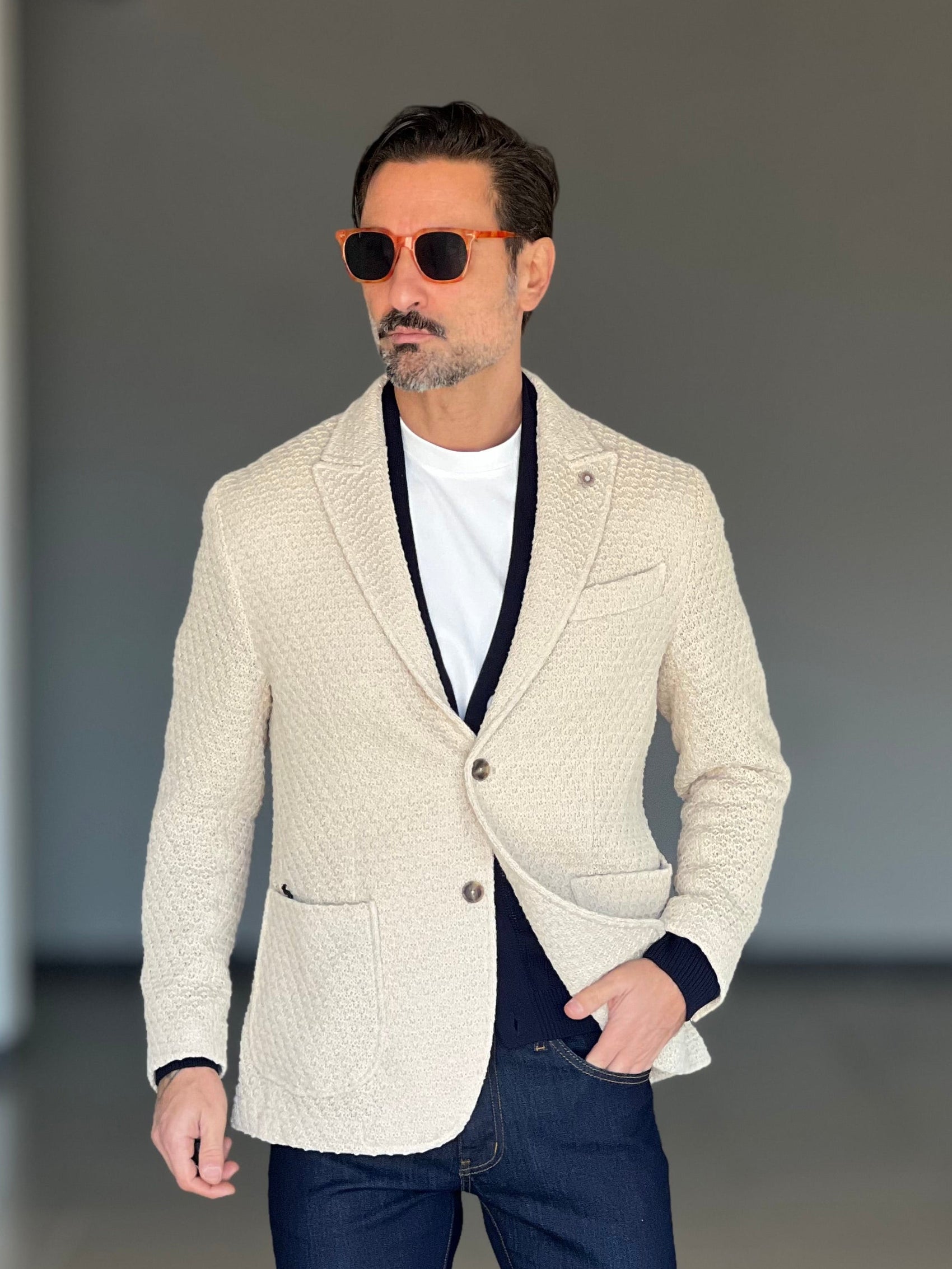 GIACCA XAGON BEIGE TESSUTO OPERATO