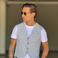 GILET  TESSUTO GRIGIO CHIARO GESSATO