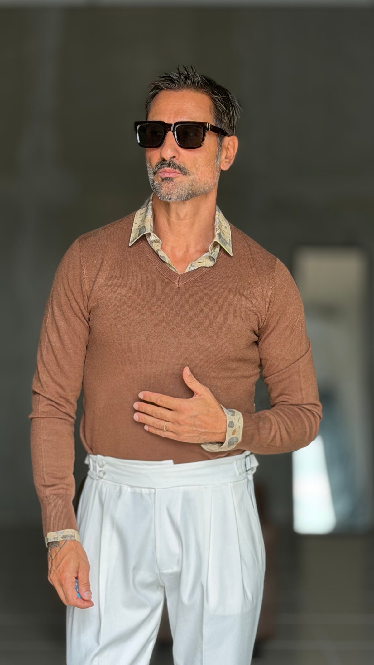 WHITE VISCOSE TROUSERS WITH REGULAR BOTTOM
