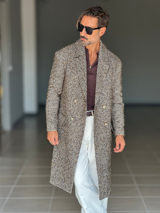 CAPPOTTO PIE DE POULE  MORO E CAMEL BL11 OVERSIZE LANA E MISTI