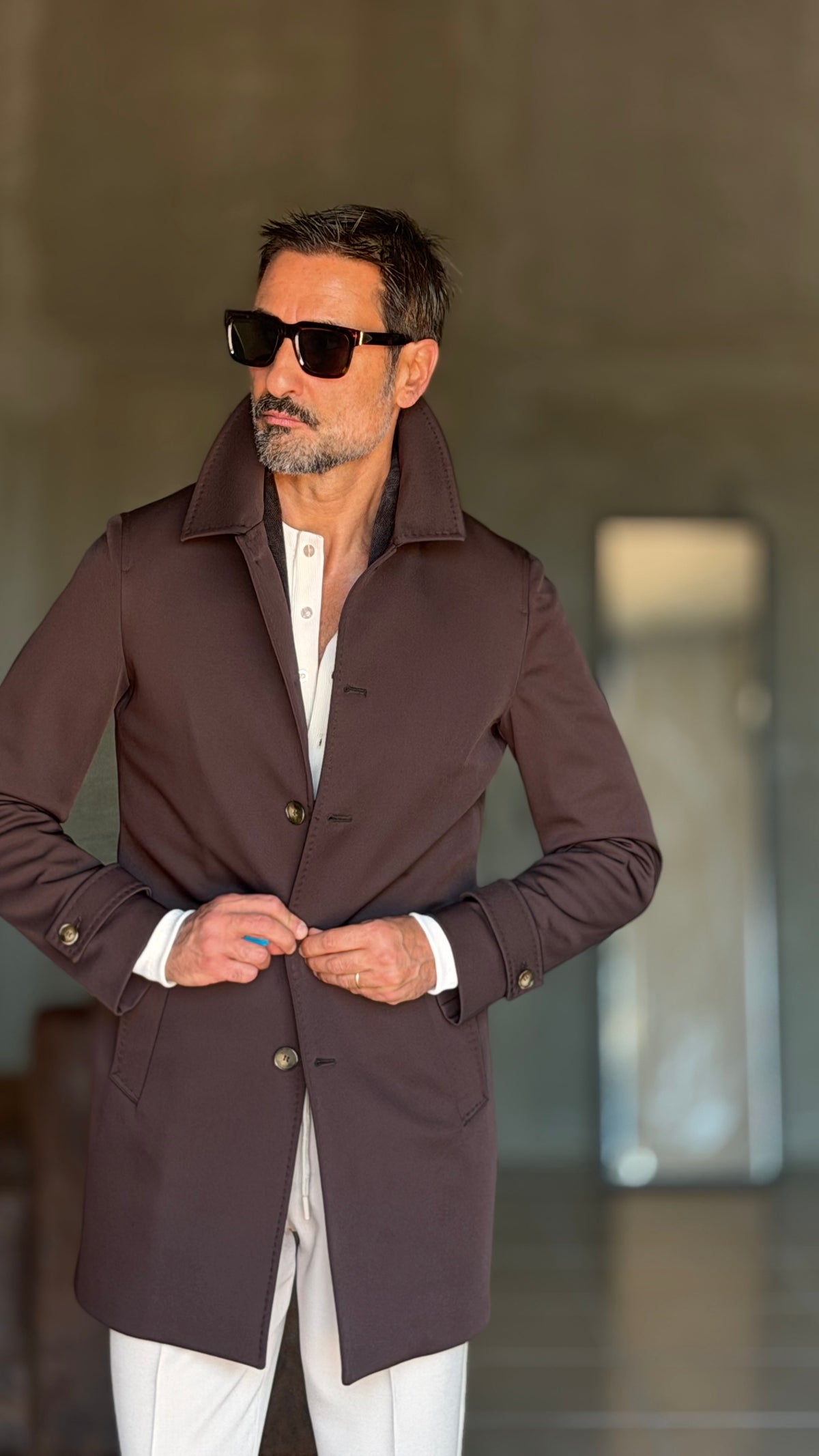 BLUE HIGH NECK COAT