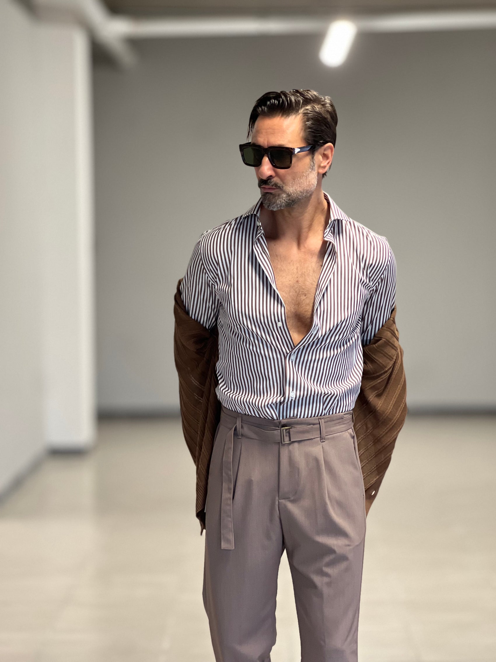 CAMICIA DEPOT BACCHETTA MORO E BIANCA . COTONE DOPPIO RITORTO