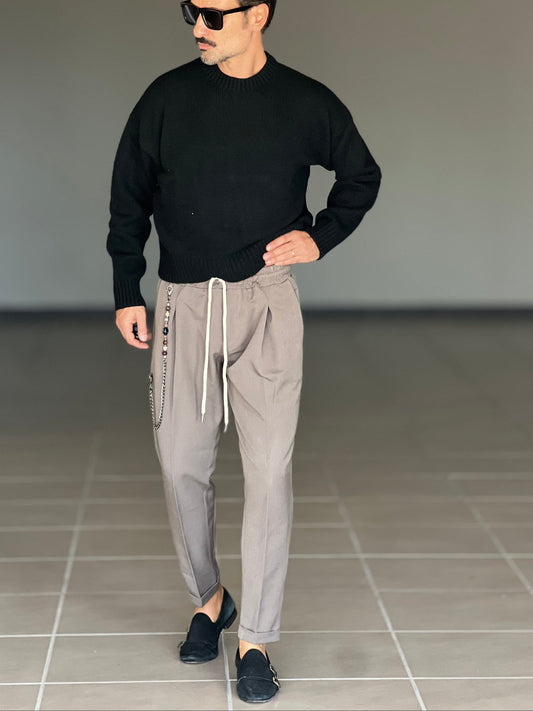 WHITE VISCOSE TROUSERS WITH REGULAR BOTTOM