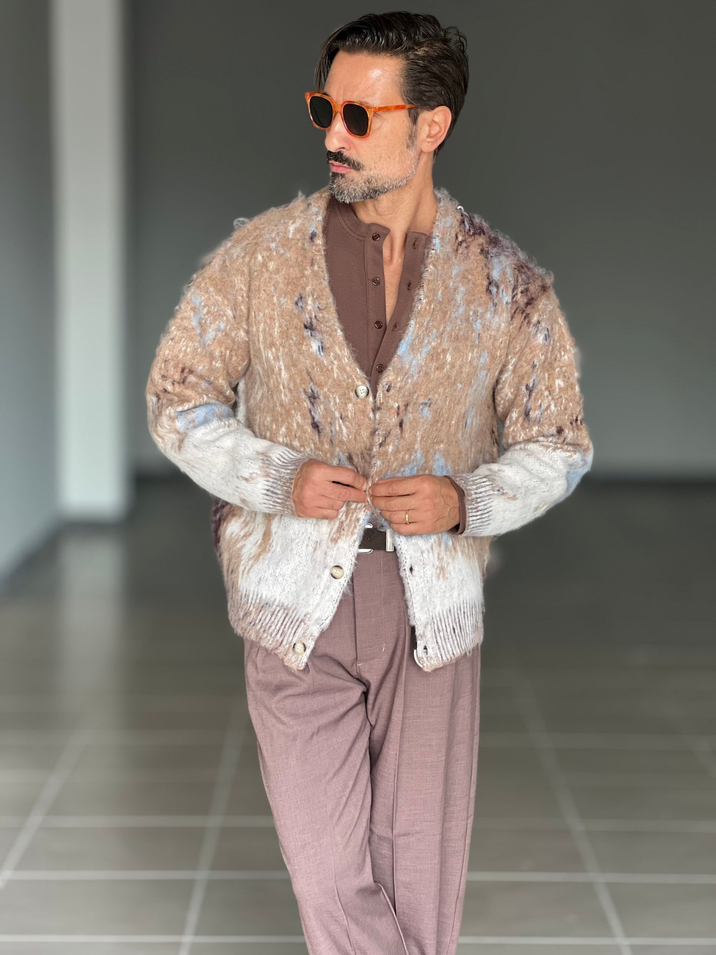 BEIGE COTTON OPEN CARDIGAN