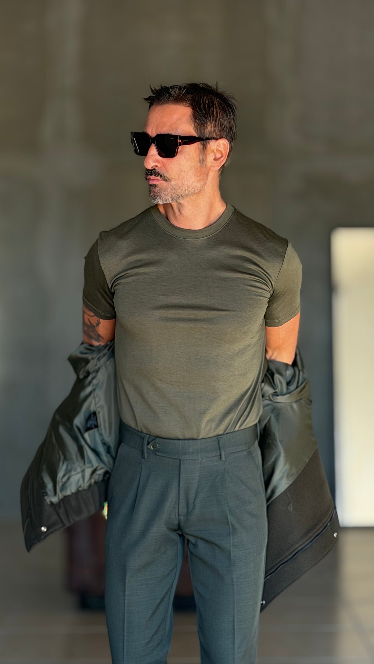 NEW T SHIRT VERDE   EFFETTO FILO DI SCOZIA