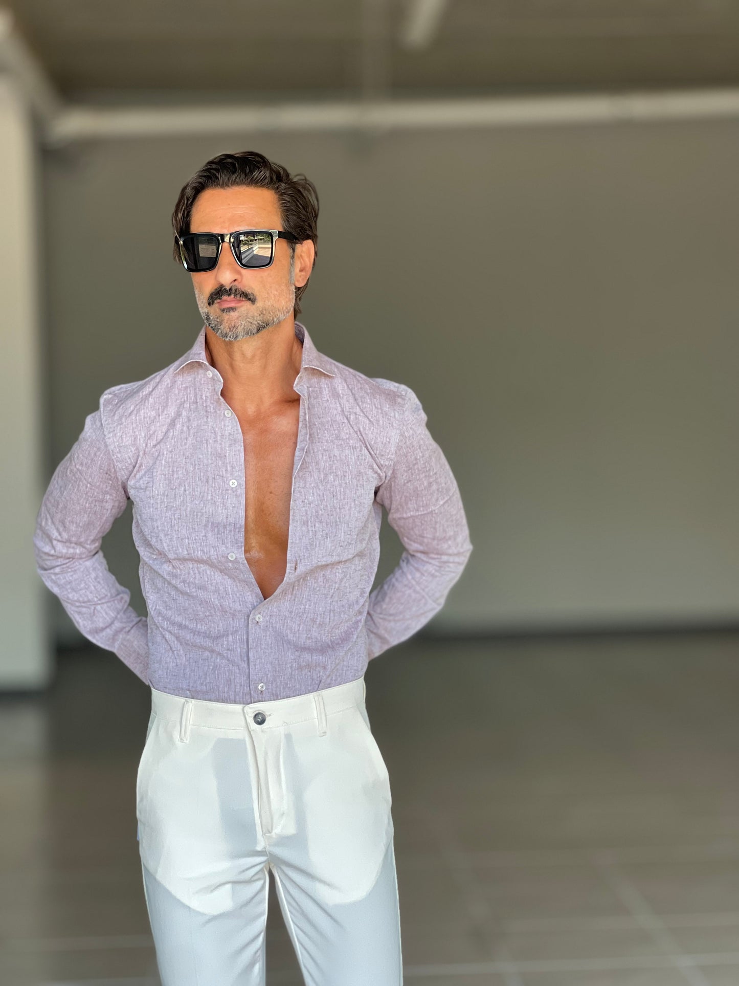 CAMICIA  TABACCO  CHIARO  100%LINO