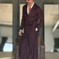PANTALONE GESSATO PRUGNA MALTINTO VISCOSA  FONDO AMPIO PAUL MIRANDA 1050 (ABBINABILE ALLA GIACCA PRUGNA 1050 ) 636