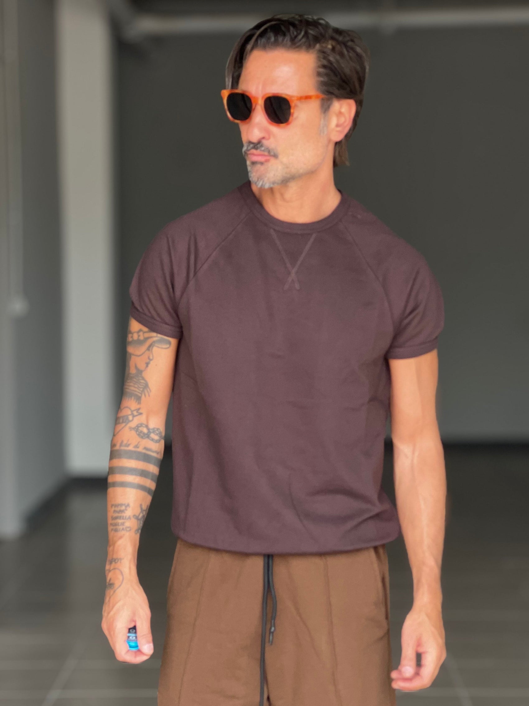 MAGLIA FELPA MORO  MEZZA MANICA
