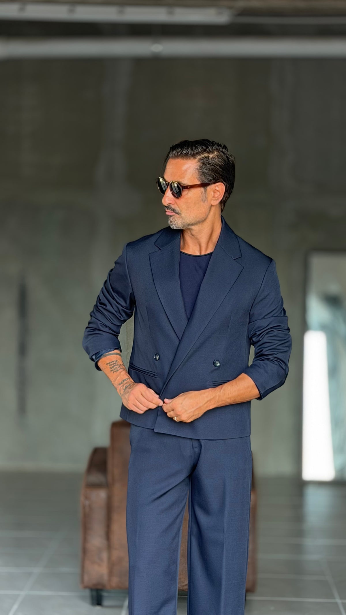 GIACCA DOPPIOPETTO BLU  CROP ALTATENSIONE 0100 (ABBINABILE AL PANTALONE BLU 0100)