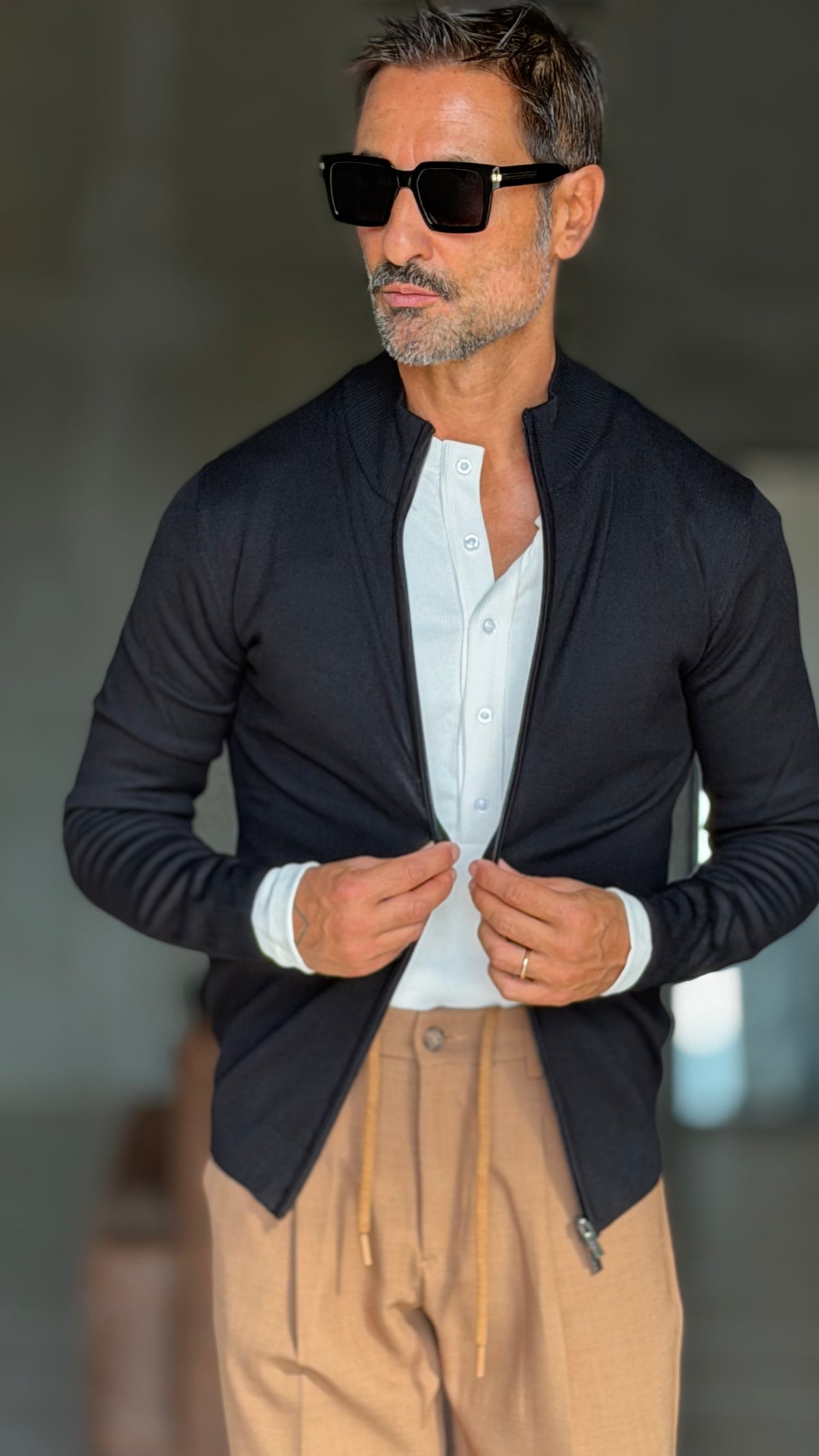 CARDIGAN  NERO  RASATO DOPPIA ZIP  HAMAKI-HO VISCOSA E MISTI