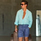 CAMICIA TURCHESE COREANA    LINO