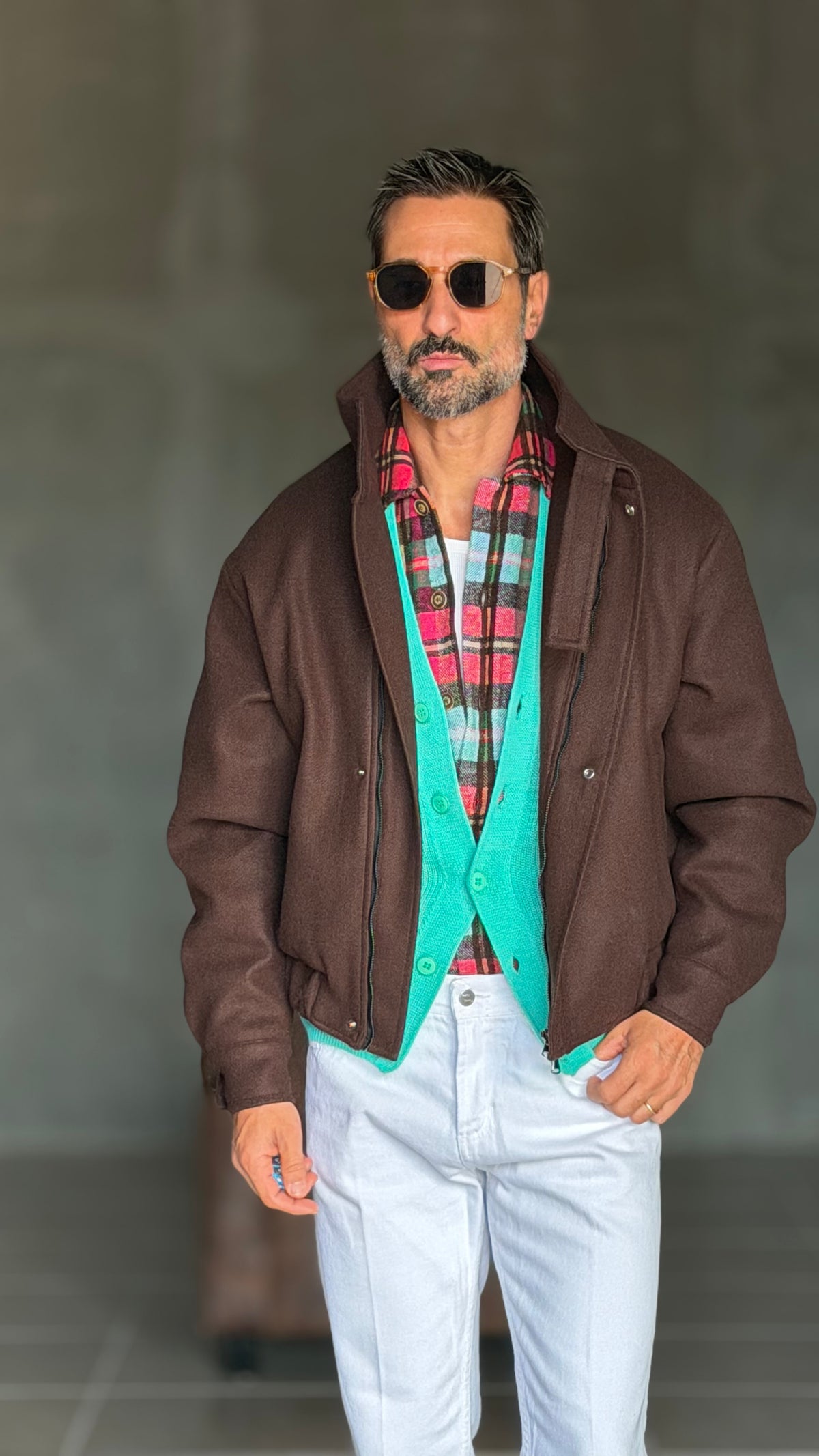 GIUBBINO MORO  PANNO COLLO SCIARPA CROP 1062