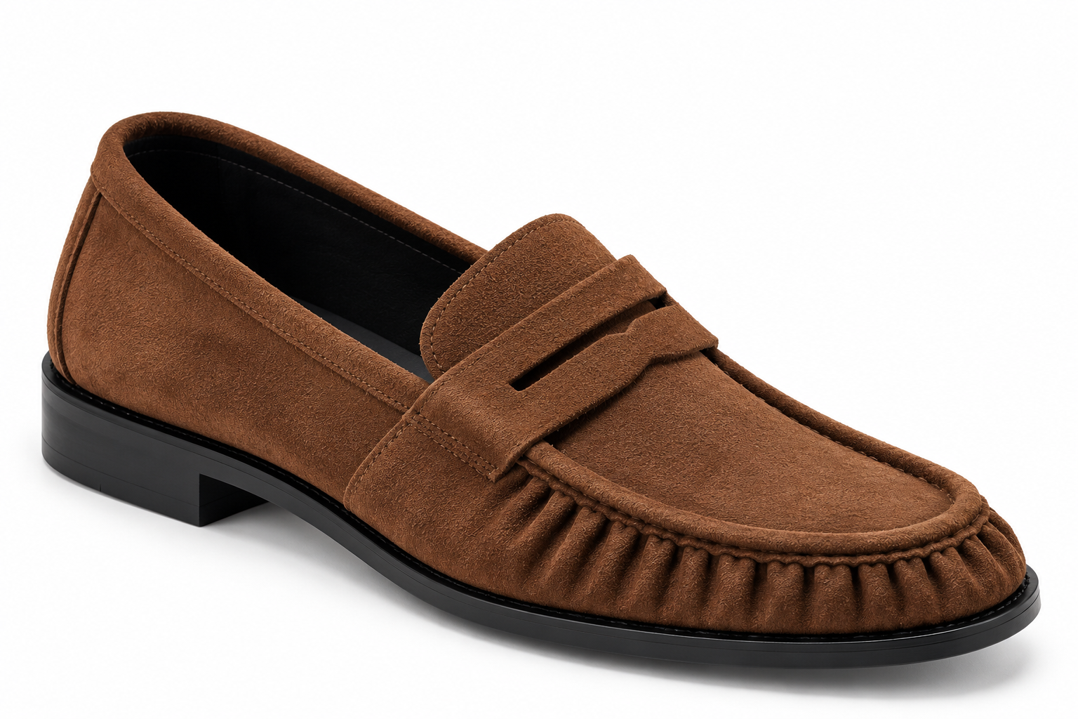 DOUBLE BUCKLE BLACK SUEDE LOAFERS