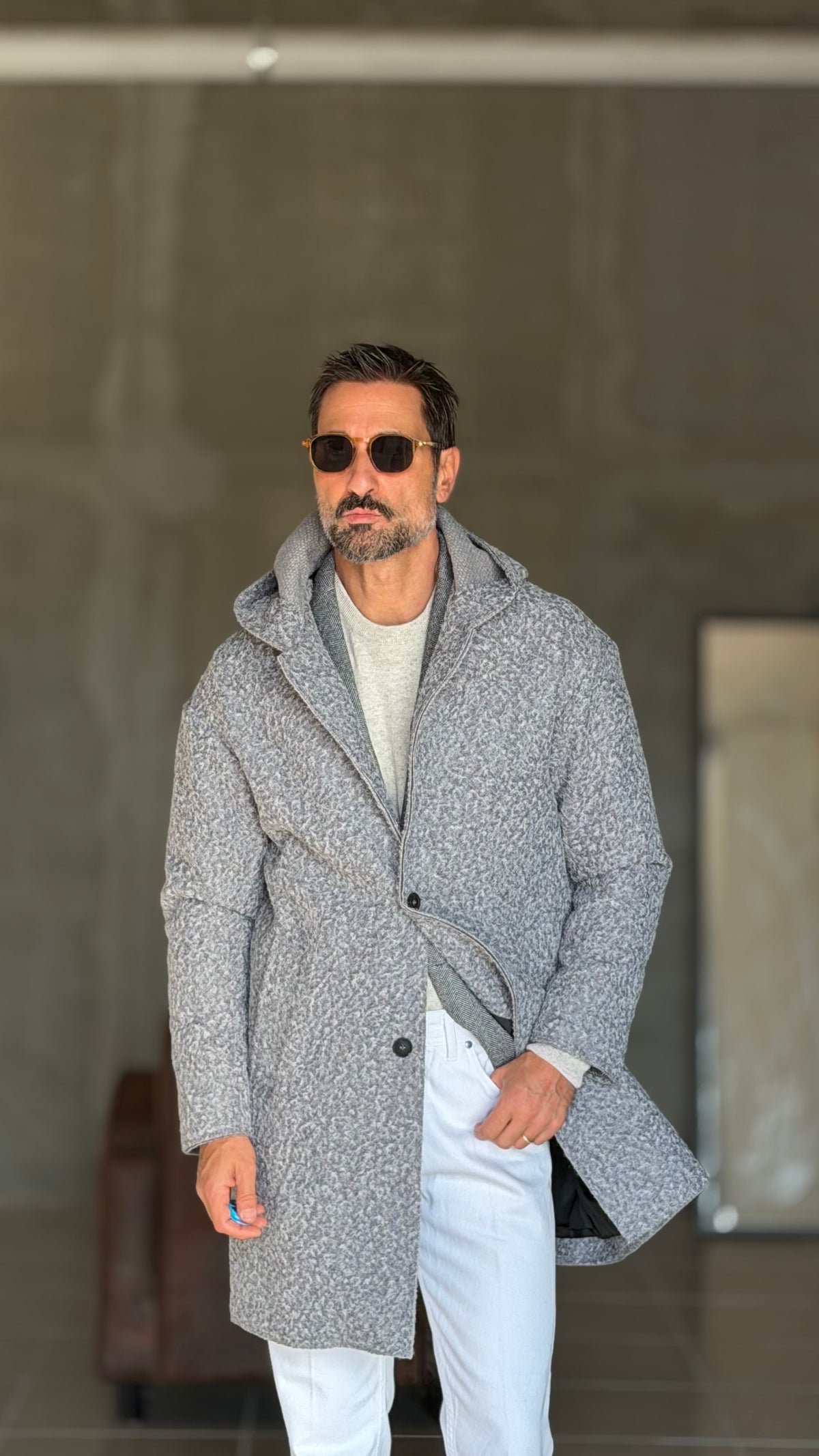 BLUE HIGH NECK COAT