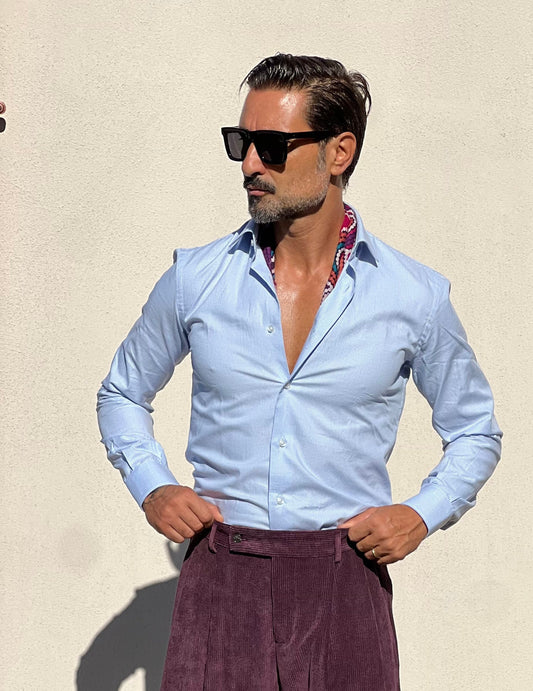 CAMICIA  DEPOT MICROFANTASIA CELESTE