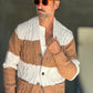 CARDIGAN MAGLIA INGLESE BANDA RIGA PANNA E CAMMELLO  BL11