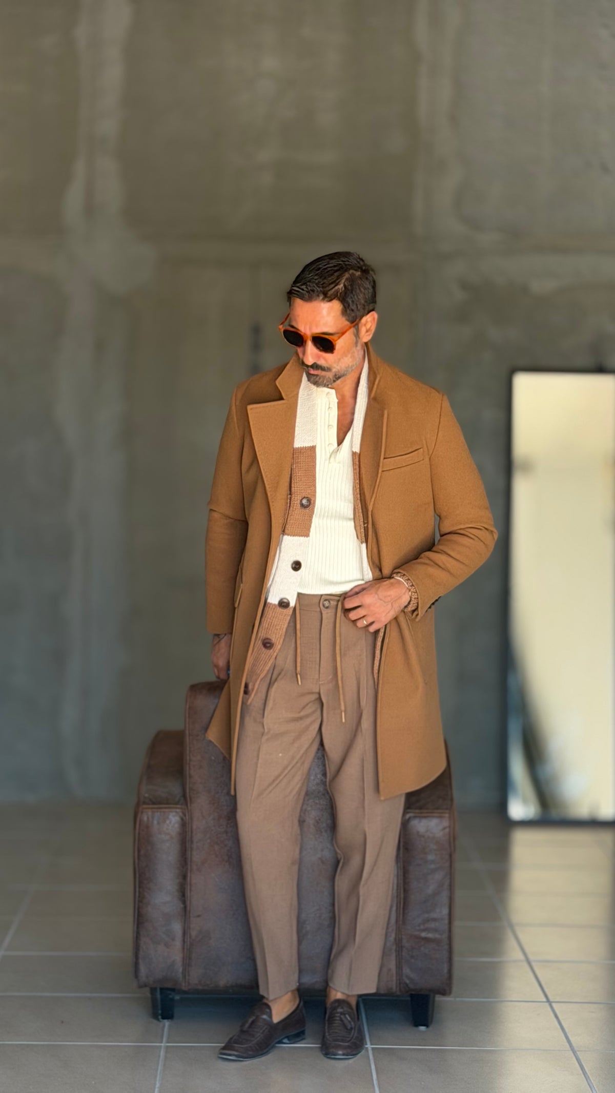 CAPPOTTO CAMMELLO EFFETTO PANNO  MONOPETTO SPALLONE E MARTINGALA 334