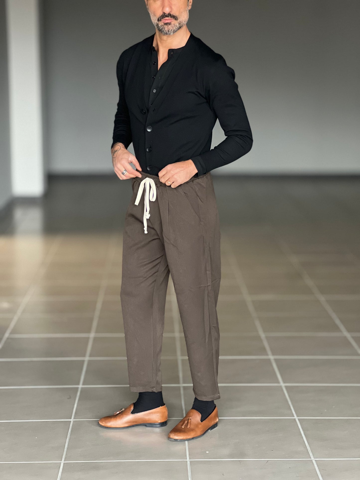 PANTALACCIO COLOR MORO LACCIO A CONTRASTO   VISCOSA E MISTI