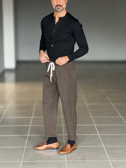 WHITE VISCOSE TROUSERS WITH REGULAR BOTTOM