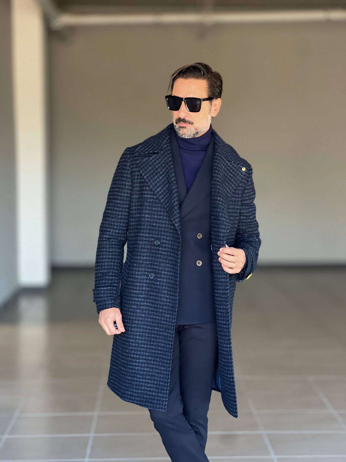 GIACCA PANNO BLU DOPPIPETTO