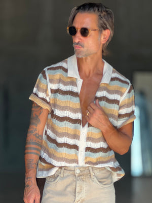 POLO CARDIGAN  RIGA MORO  MULTIRIGA ORIZZONTALE