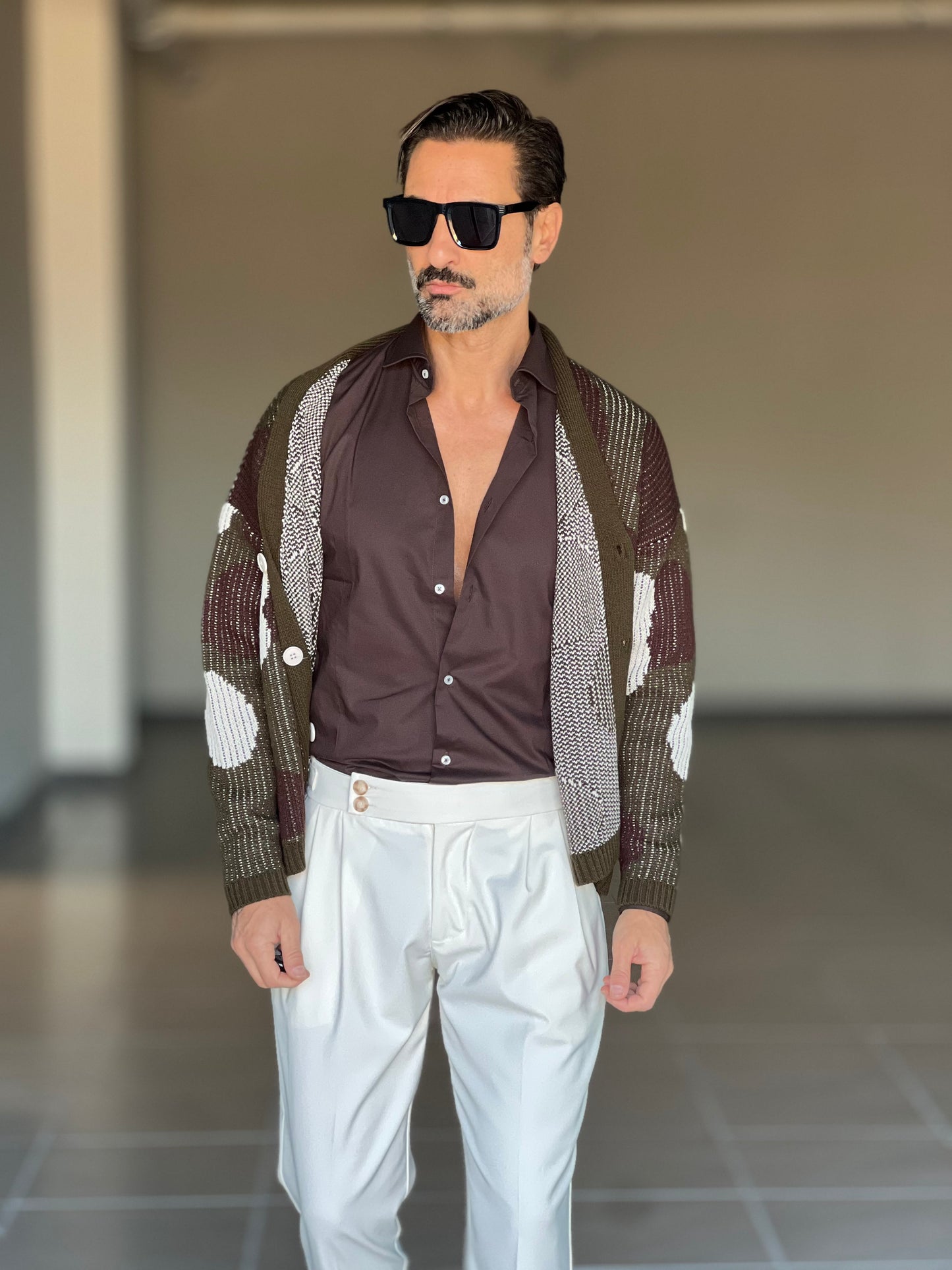 CAMICIA MORO  POPELINE DI COTONE STRECH