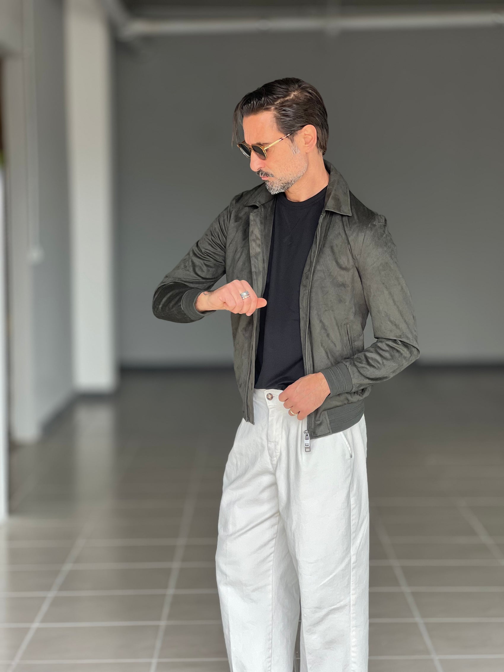 ECO-LEATHER BIKER WITH BLACK ON BLACK STUD