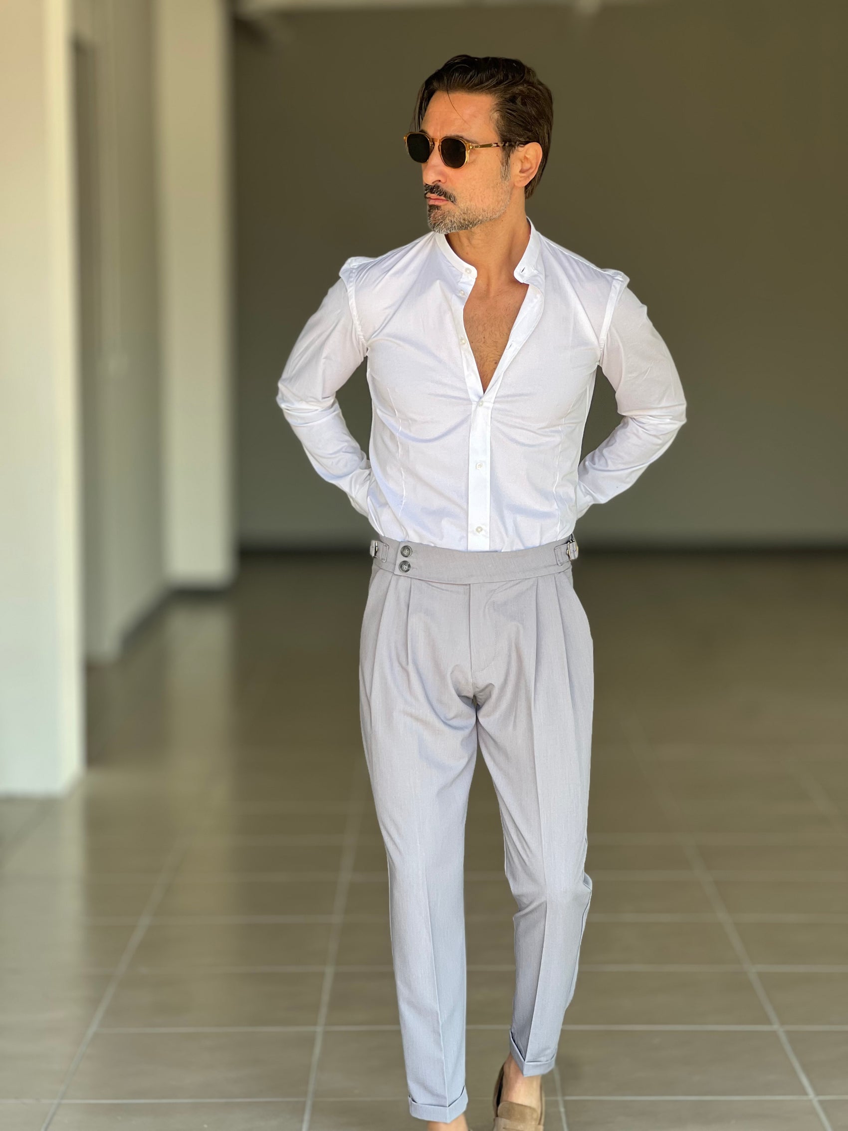 PANTALONE GRIGIO VITA ALTA PINCES VISCOSA( CODICE 30)